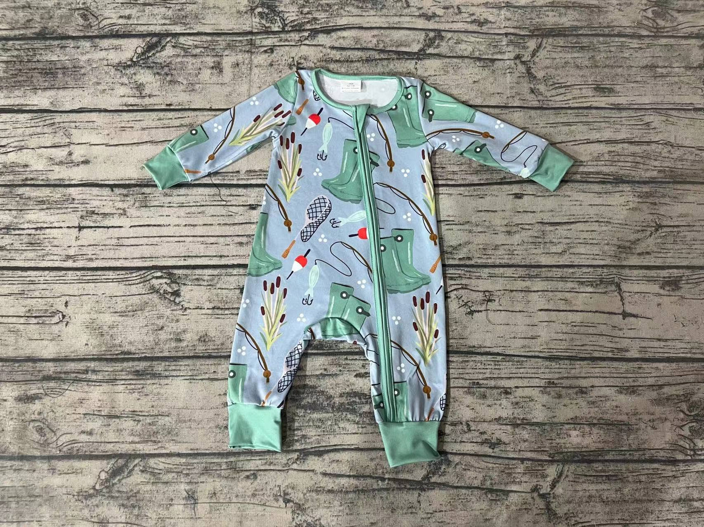 Fishing Boots Zip Long Sleeve Romper