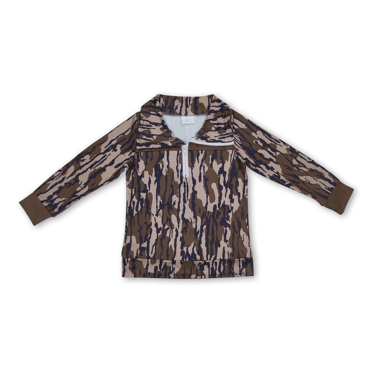 Long sleeves bottonland camo kids boys zipper pullover: