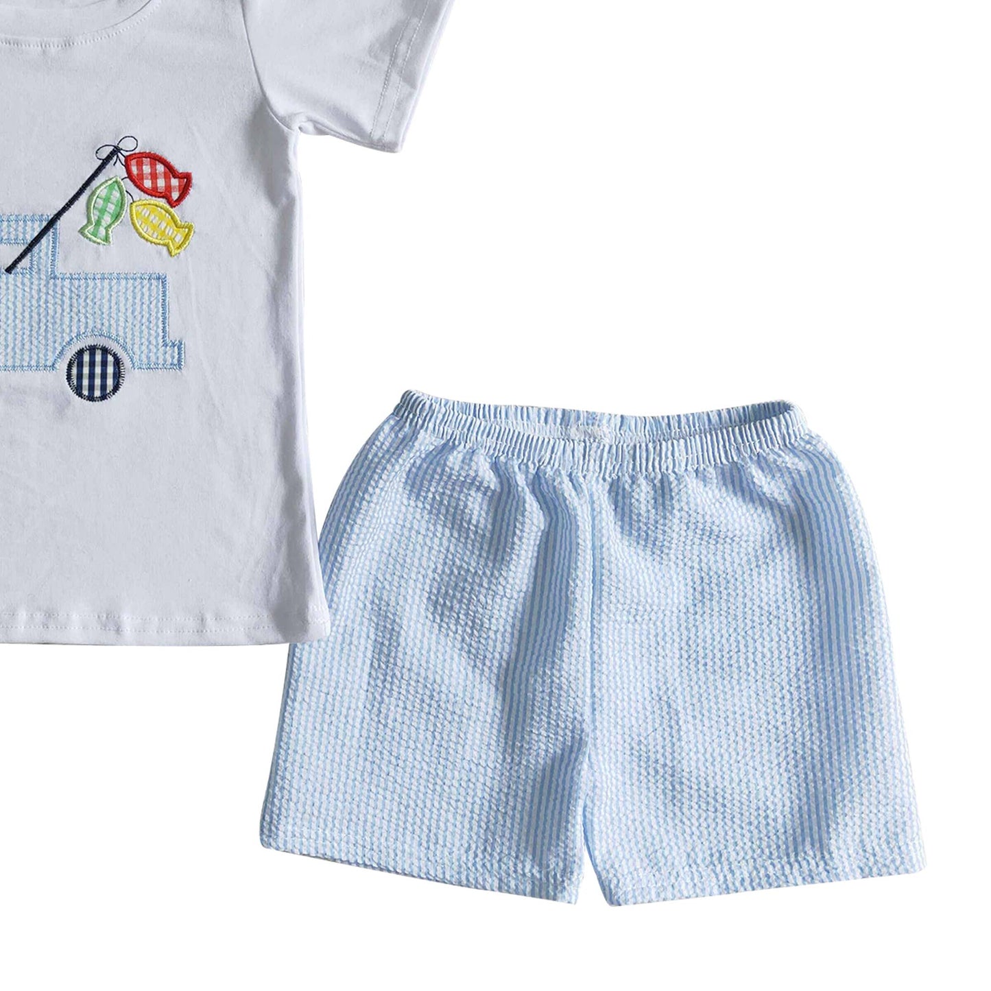 Fishing w/ seersucker Shorts set