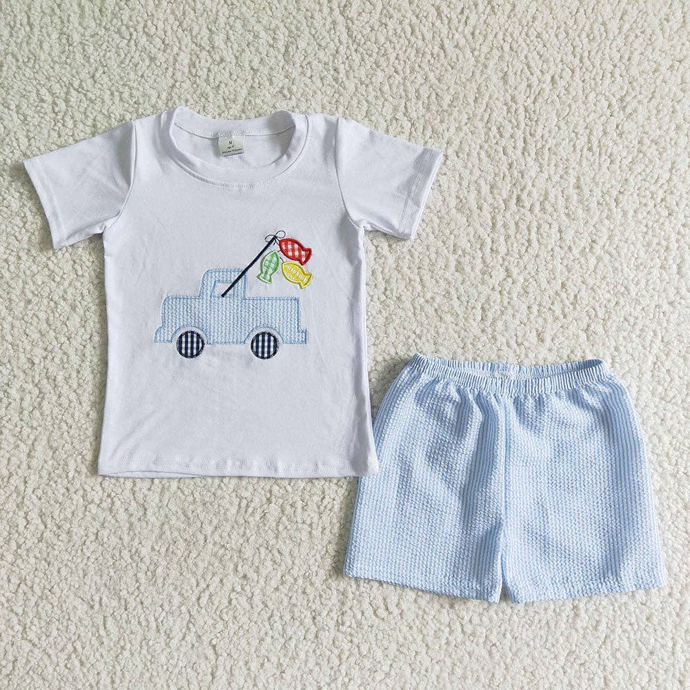 Fishing w/ seersucker Shorts set