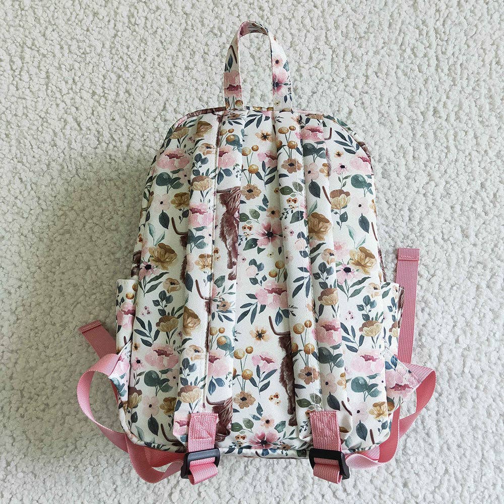 Western Cow/Pink flower Print Backpack