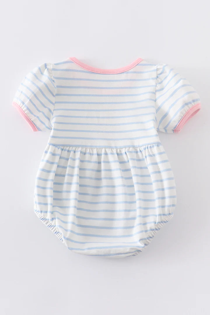 Blue stripe Badminton Racket Applique Romper