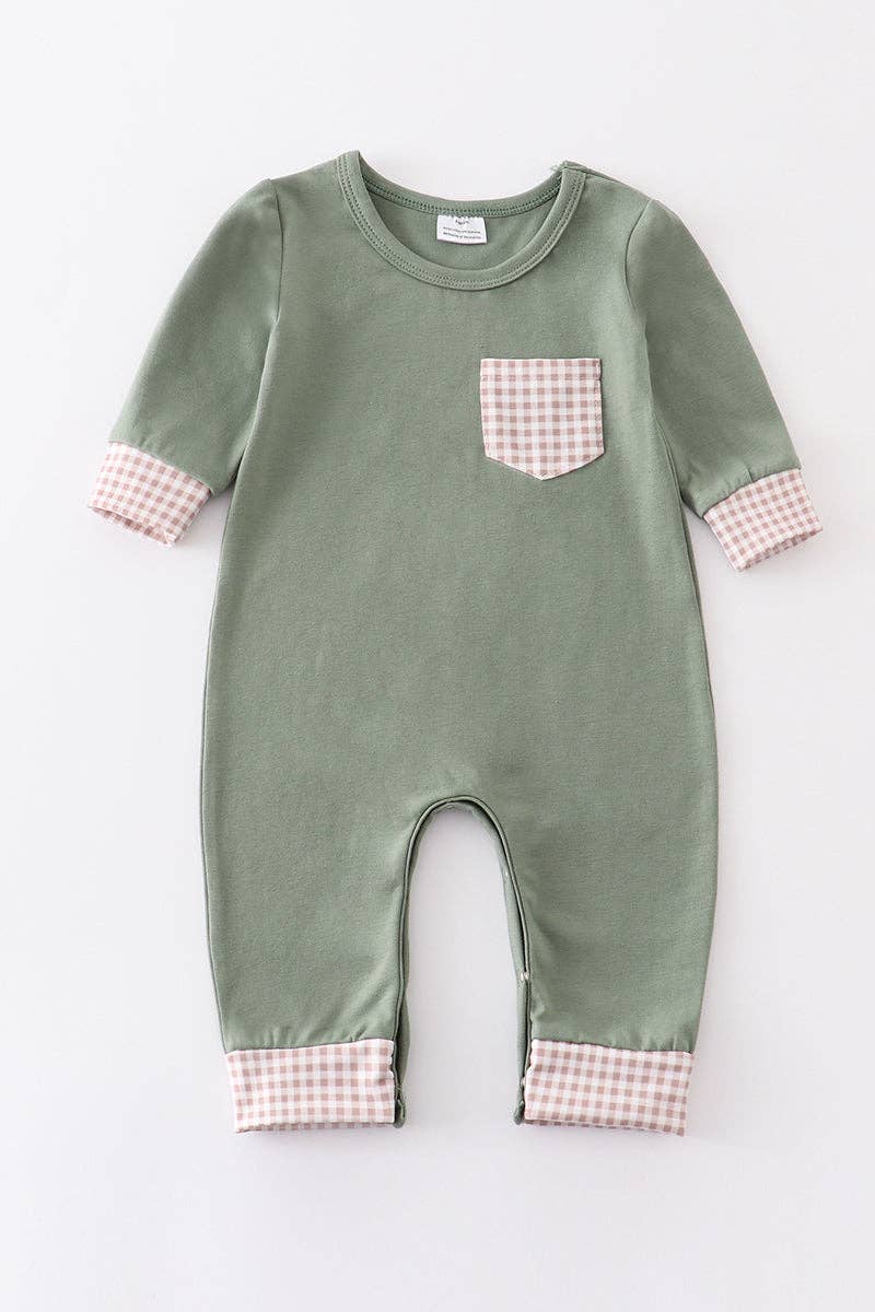 Green w/Plaid Pocket Romper