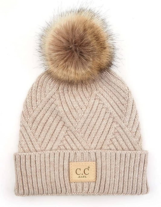 C.C Baby/Infant Pom Beanie - (Beige)