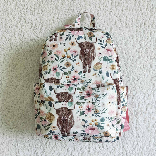 Western Cow/Pink flower Print Backpack