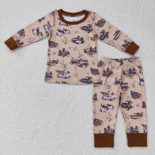 Fall Duck Top Long Sleeve Pajama Set